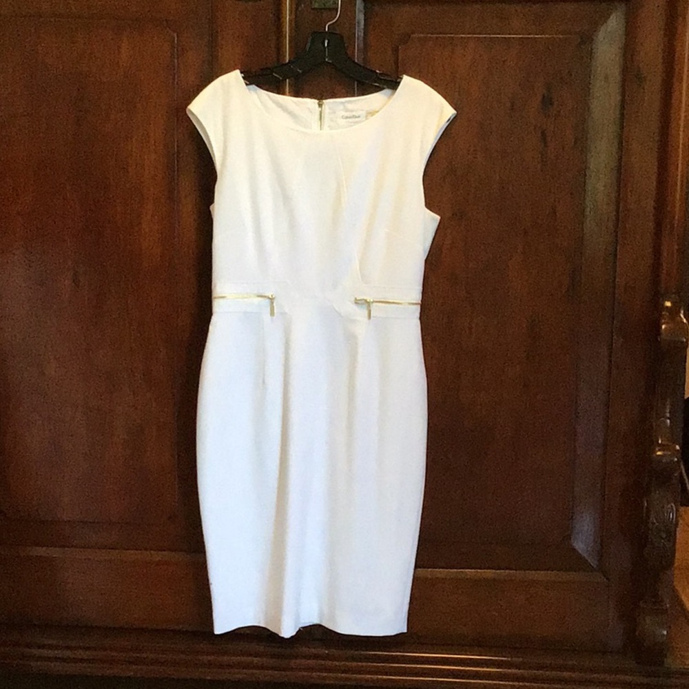 Calvin Klein White Dress with Zippers